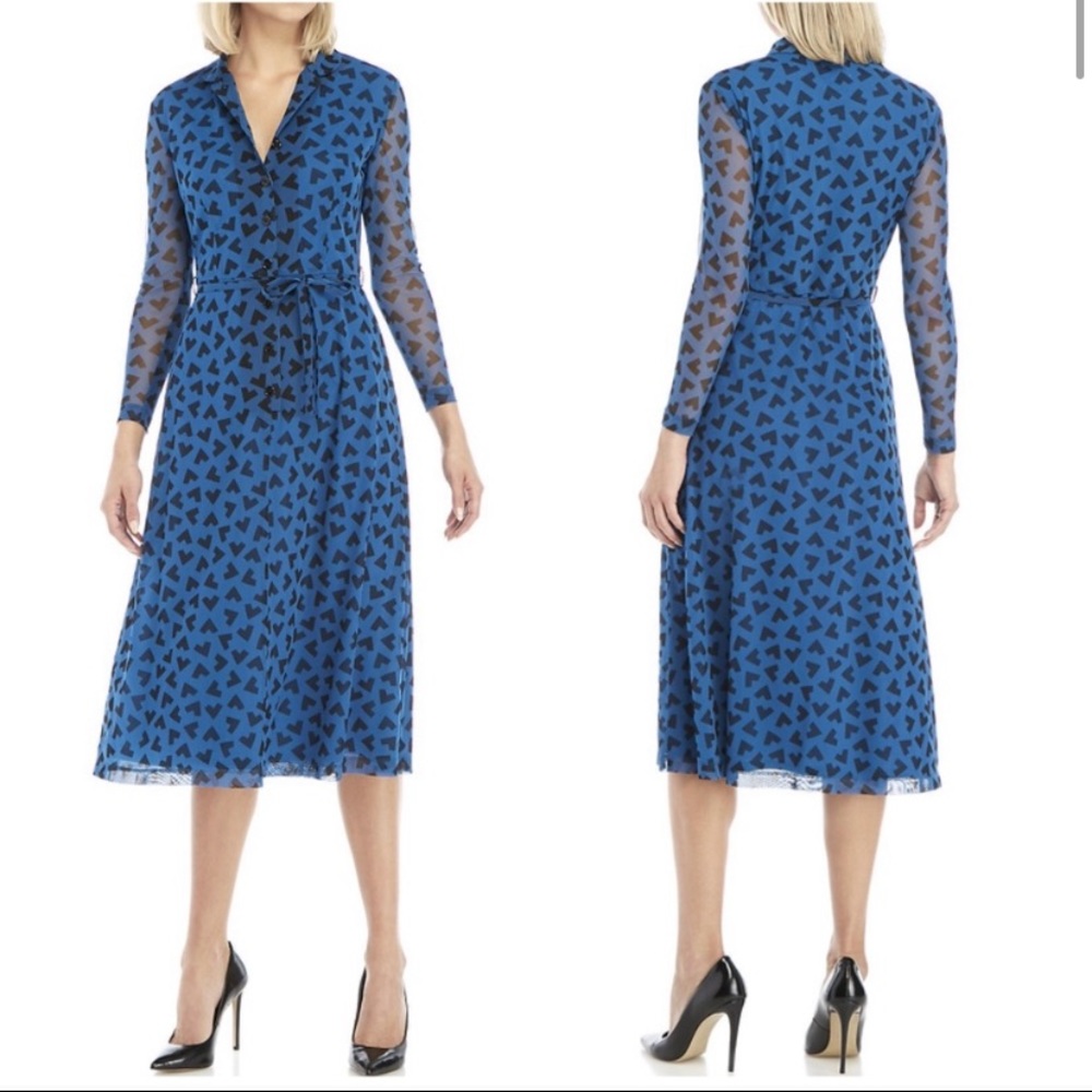 Anne Klein Patterned Sheer Sleeve Dress